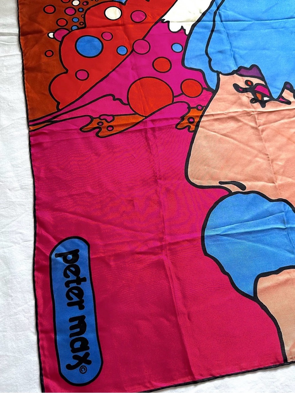 Vintage Peter Max Self Portrait Silk Scarf - Picture 3 of 3